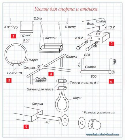 Lănțișoare mobile (mobile) și o bară orizontală cu mâinile lor, cu mâinile lor - cum să te faci