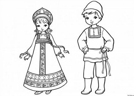 Colorarea - costumele naționale ale popoarelor din Rusia - descărcați și tipăriți-vă gratuit