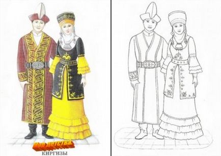 Colorarea - costumele naționale ale popoarelor din Rusia - descărcați și tipăriți-vă gratuit