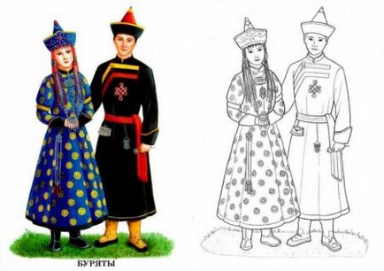 Colorarea - costumele naționale ale popoarelor din Rusia - descărcați și tipăriți-vă gratuit
