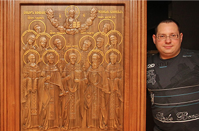 Icoane sculptate din lemn, realizate conform canoanelor ortodoxe