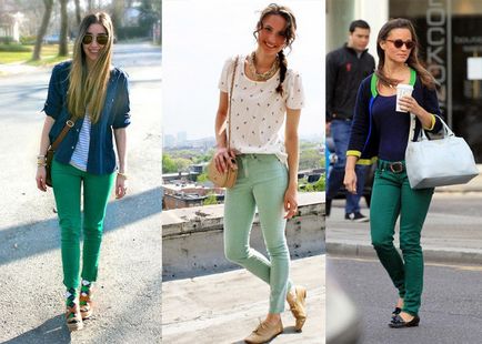 З чим носити оригінальні зелені джинси фото