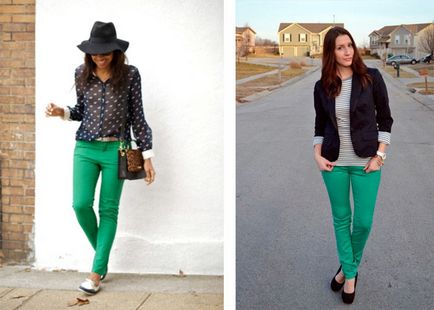 З чим носити оригінальні зелені джинси фото