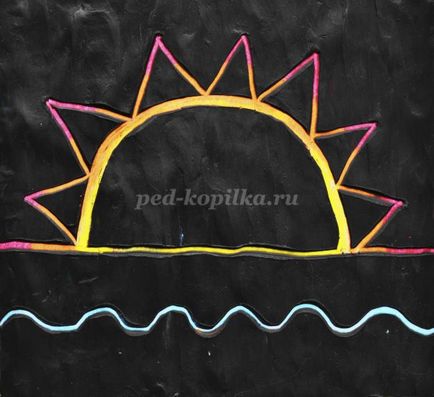 Сонце в техніці пластілінографія для школярів