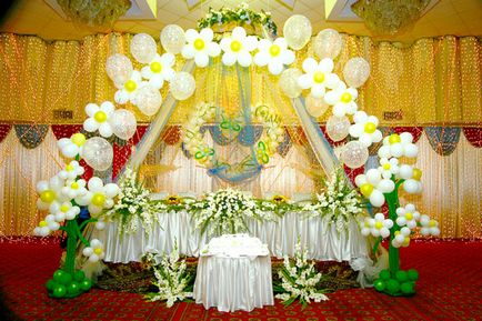 Alakok léggömbök az esküvő az oszlop elrendezés és dekoráció esküvői léggömbök - svadbalist