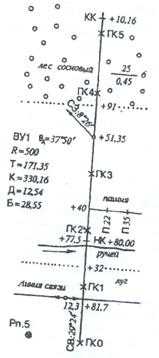 Lucrări geodezice privind urmărirea traseului, măsurarea unghiurilor de rotație, ruperea pichetului de-a lungul axei