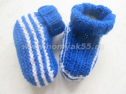 Cum să tricot papuci cu ace de tricotat fotografie step-by-step-boot-uri pe două spite pentru adulți de gros