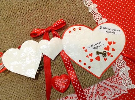 Cheia din inima mea este o valentină în tehnica scrapbooking-ului cu mâinile mele