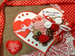 Cheia din inima mea este o valentină în tehnica scrapbooking-ului cu mâinile mele