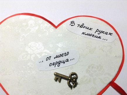 Cheia din inima mea este o valentină în tehnica scrapbooking-ului cu mâinile mele