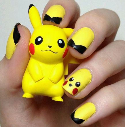 Desen pe cuie cu Pokemon cum să desenezi un pikachu pe unghii