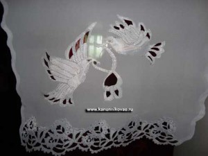 Весільний рушник голубки, гарячі мережива