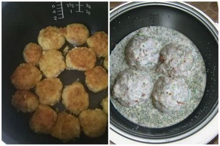 Meatballs și sosul cremos în cuptor, multivark și tigaie