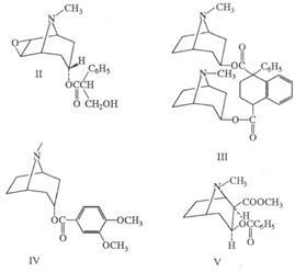 Alcaloizii din grupul tropane atropină, cocaină