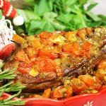 Антрекот, запечений з горіхами і помідорами - рецепт з фото крок за кроком