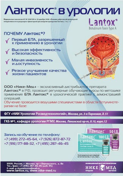 Botulinoterapia în urologie, urologie astăzi