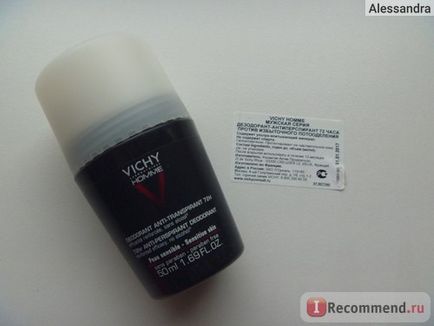Deodorant vichy homme roller antiperspirant 72 de ore împotriva transpirației excesive (72 de ore