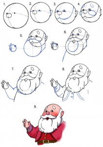 Cum să atragă Moș Crăciun în creion pas cu pas - lecții de desen - utile pe artsphera