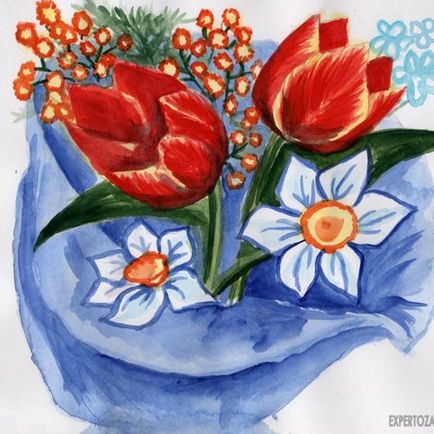 Cum de a desena un buchet de flori până la 8 martie, expertoza
