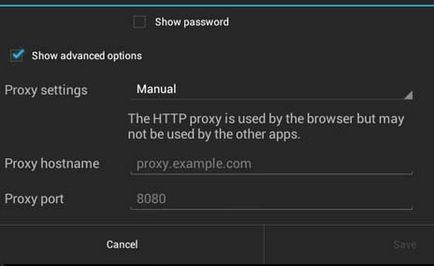 Cum să configurați un server proxy pe tabletă și telefon Android, catamobile