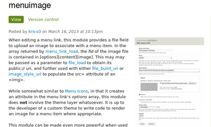 Ca și în drupal, afișați elementele de meniu cu imagini, profhelp