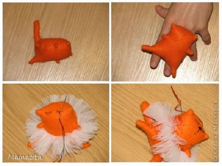 Кішка морквина з фетру, кіт і кішка
