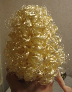 Păr curly de la panglica din satin pentru păpuși