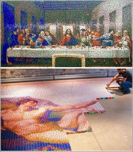 Mozaic din cuburi de rubik imagini neobișnuite de lucrări cub studio
