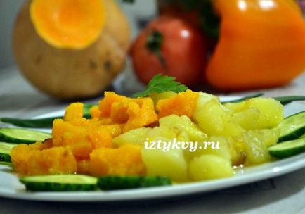 Egy szokatlan köret - sült sütőtök burgonyával, a recept egy fotót