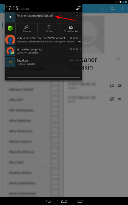 Transferarea contactelor cu Android la Alcatel One Touch 2007d, notele pc ale lui Sitharete