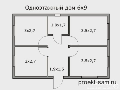 Structura unei case cu un singur nivel este de 10x10, 9x9, 6x9, 8x10, 10x12, 12x12, 8x12