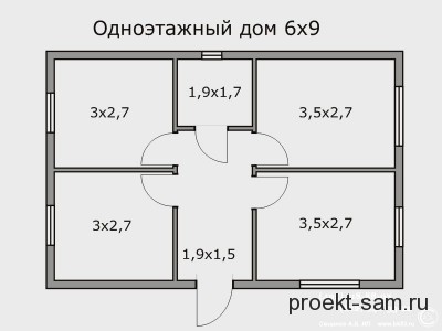 Планування одноповерхового будинку 10x10, 9x9, 6х9, 8х10, 10х12, 12х12, 8x12