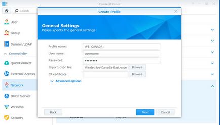 Suportul pentru configurarea nasului Synology