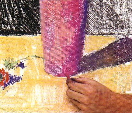Покроковий урок малюнка пастеллю квітів у вазі