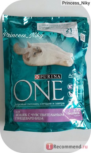 Purina one корм для дорослих кішок з чутливим травленням - «чим годувати кішку щоб і не