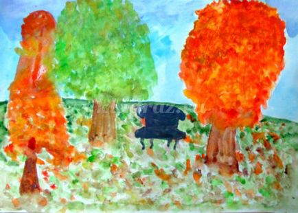 Rajz őszi táj akvarell szakaszában (Boldin Autumn) Rajz állapotok őszi táj akvarell