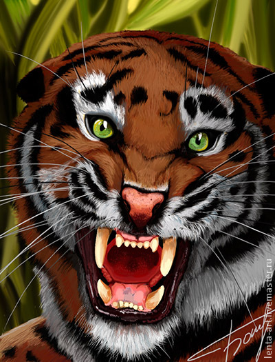 Rajz Tiger Adobe Photoshop - Fair Masters - kézzel készített, kézzel készített