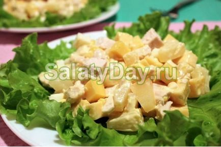 Saláta ananász és a csirke mell - az álom egy ínyenc recept fotókkal és videó