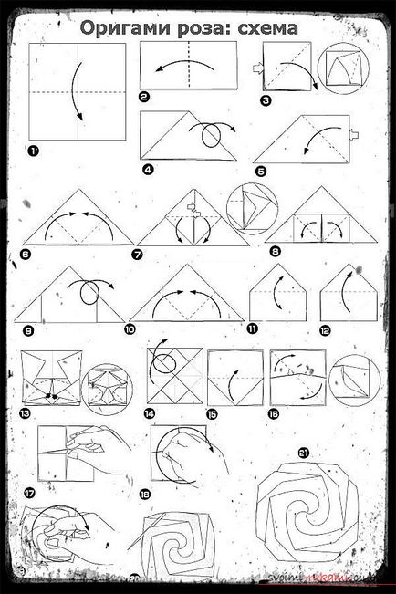 Зробити троянду з паперу орігамі або цілий букет за допомогою схеми не важко навіть дитині