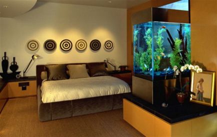 Dormitor cu acvariu, design interior, decoratiuni, fotografii, totul despre design si reparatii la domiciliu