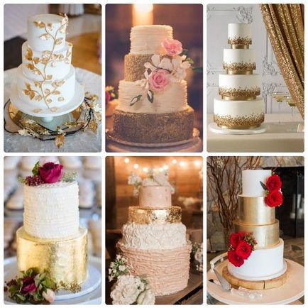 Stiluri de prăjituri de nuntă - prăjituri metalice, pictate, rustice și altele.