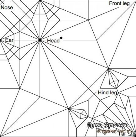 Схема моделі такси бассет хаунд - шлях орігамі