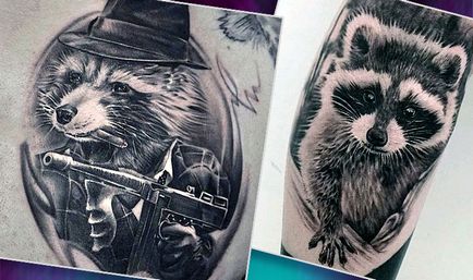 Raccoon tetoválás, minták és stílusok tetoválás mosómedve