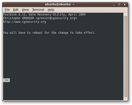 Visszaállítani az elveszett adatok és a partíciókat ubuntu livecd