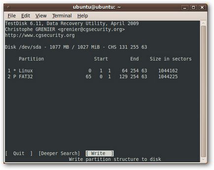 Visszaállítani az elveszett adatok és a partíciókat ubuntu livecd