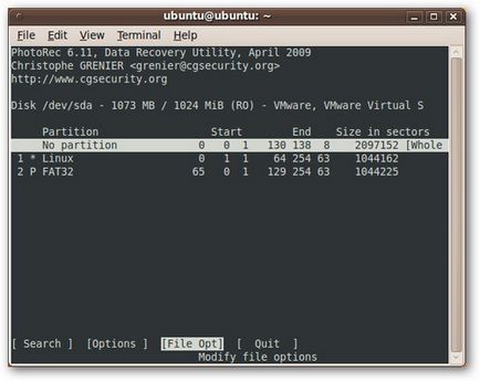 Visszaállítani az elveszett adatok és a partíciókat ubuntu livecd