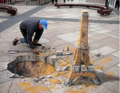 Desen 3D pe asfalt