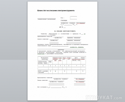 Акт на списання електроінструменту - обладнання