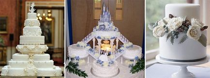 Fehér esküvői torta dekoráció ötletek, lehetőségek kombinálásával más színekkel fotókkal