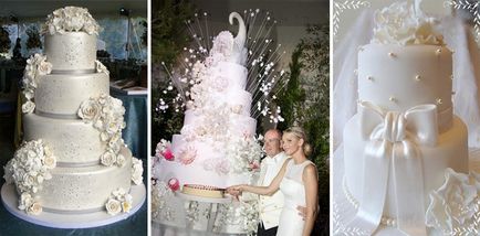 Idei de design de torturi de nunta alb, optiuni pentru combinarea cu alte culori cu o fotografie